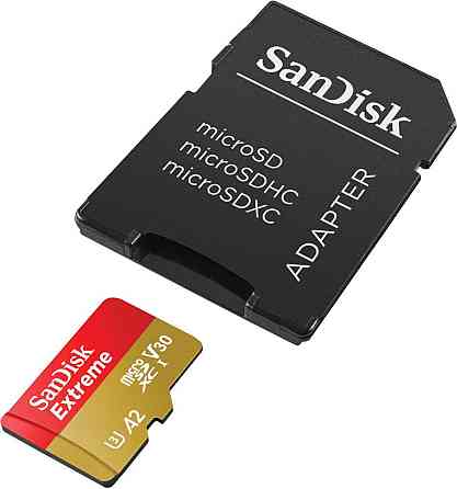 Карта памяти microSDXC (UHS-1 U3) SanDisk Extreme A2 256Gb class 10 V30 (R190MB/s,W130MB/s) (adapter SD) Киев