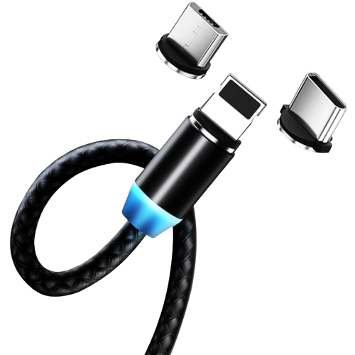 Кабель USB 3в1(Lightning/Micro USB/Type-C) ColorWay CW-CBUU020-BK 2,4A магнітний 1м чорний Житомир