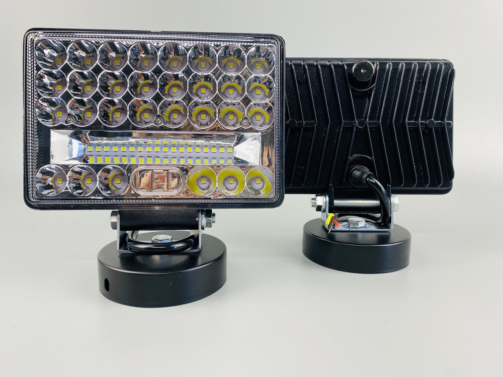 Фара LED прямокутна 144W 6000K (48 діодів) (15см х 11см х 3см) (ближній + дальній) ПОЛЕГШЕНИЙ КОРПУС! Мукачево - фото 8