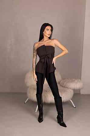 Женский стильный привлекательный корсет из плотной ткани креп костюмка Шоколад, 44/46 Одесса