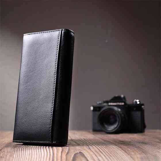 Класичний жіночий гаманець з натуральної шкіри ST Leather 22676 Чорний Київ