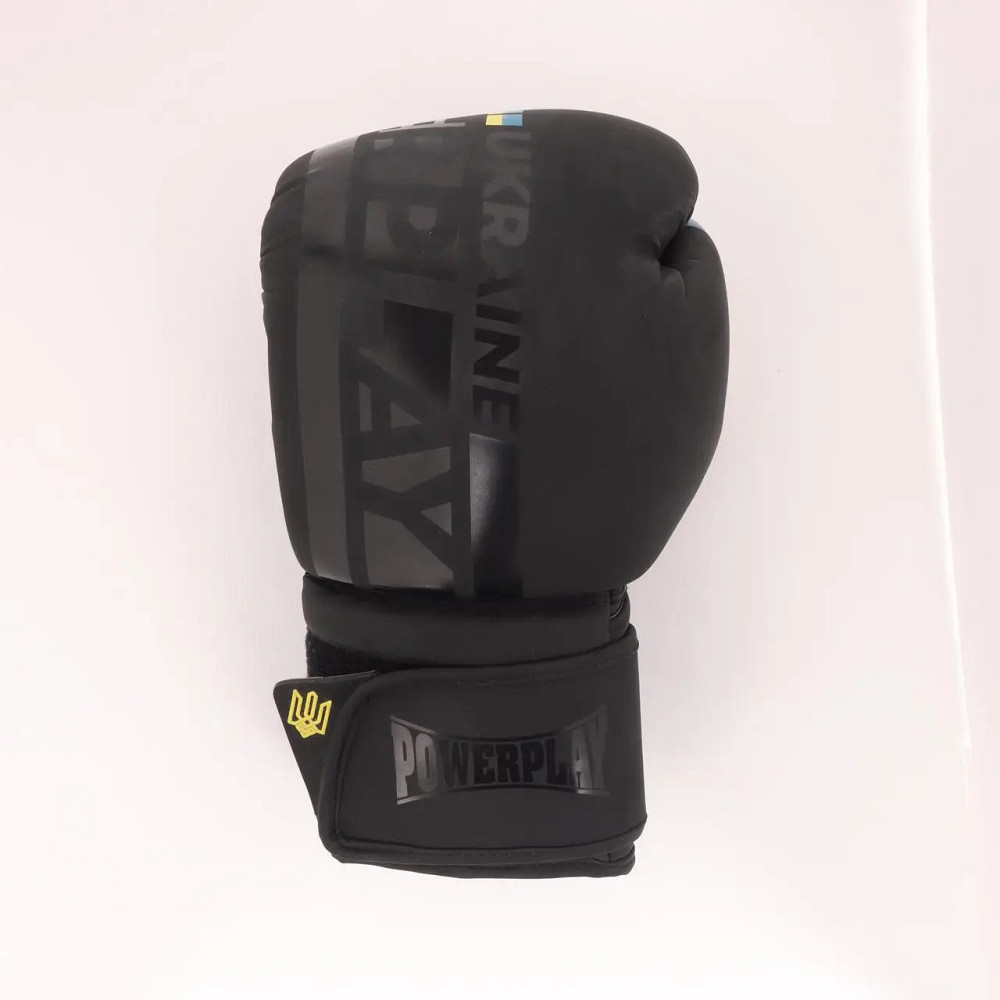 Боксерські рукавиці PowerPlay 3021 Ukraine 16 унцій (Чорні) Луцьк - фото 1