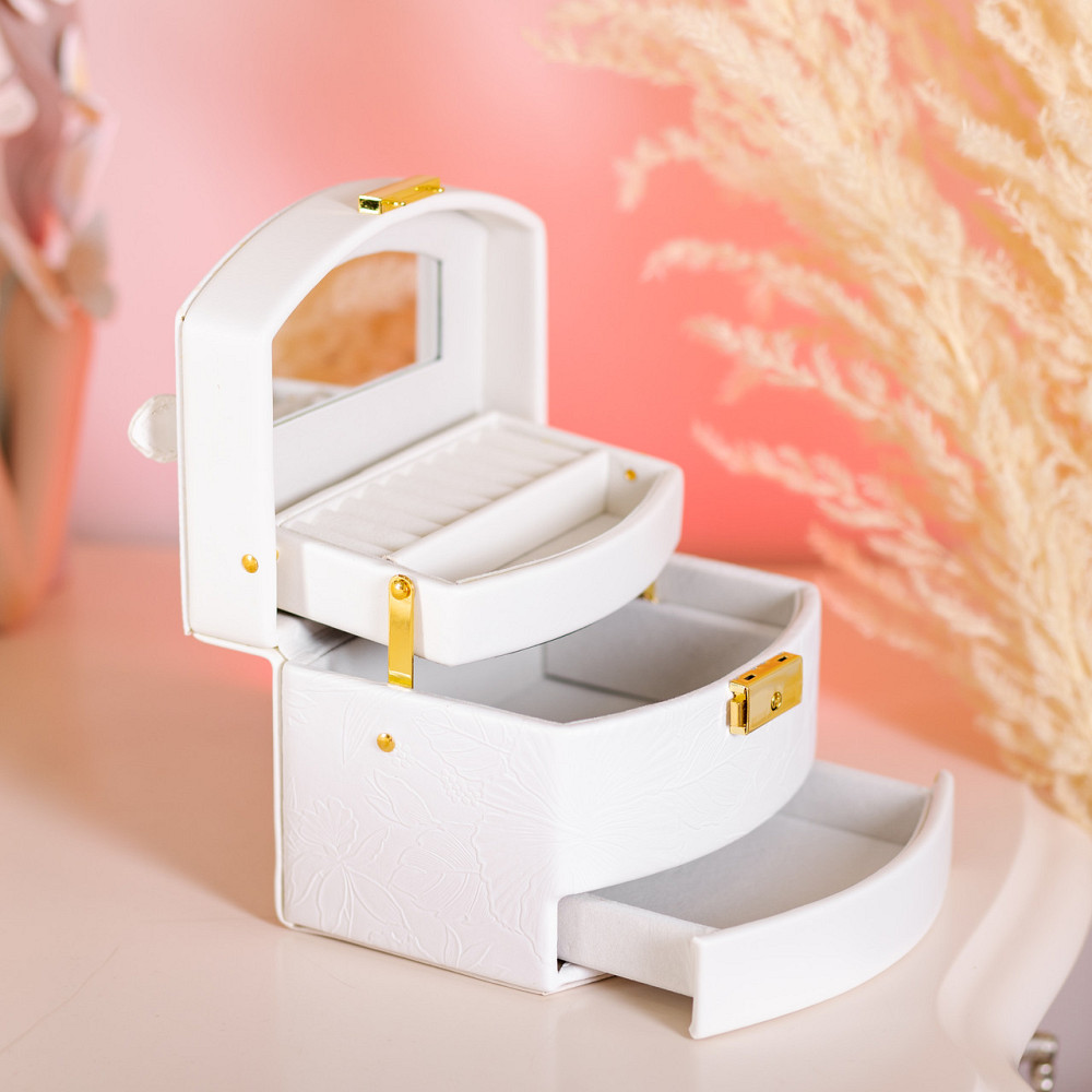 Скринька для прикрас з еко шкіри 3 яруси із замком органайзер для ювелірних виробів HP-5-23W Коломия - фото 8