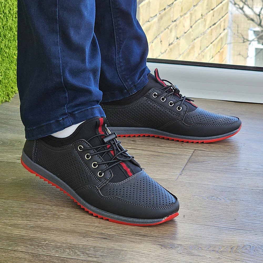 Чоловічі мокасини Літні Чорні Туфлі Сіточка Перфорований у дірочку (розміри: 40,41,42,43,44,45) - 218-2 Дніпро - фото 7