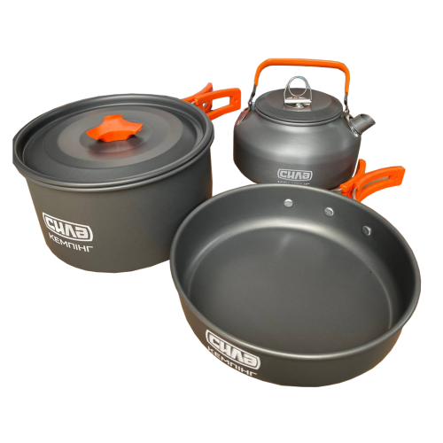 Комплект туристической посуды для походов СИЛА: кастрюля, сковорода, чайник Харьков
