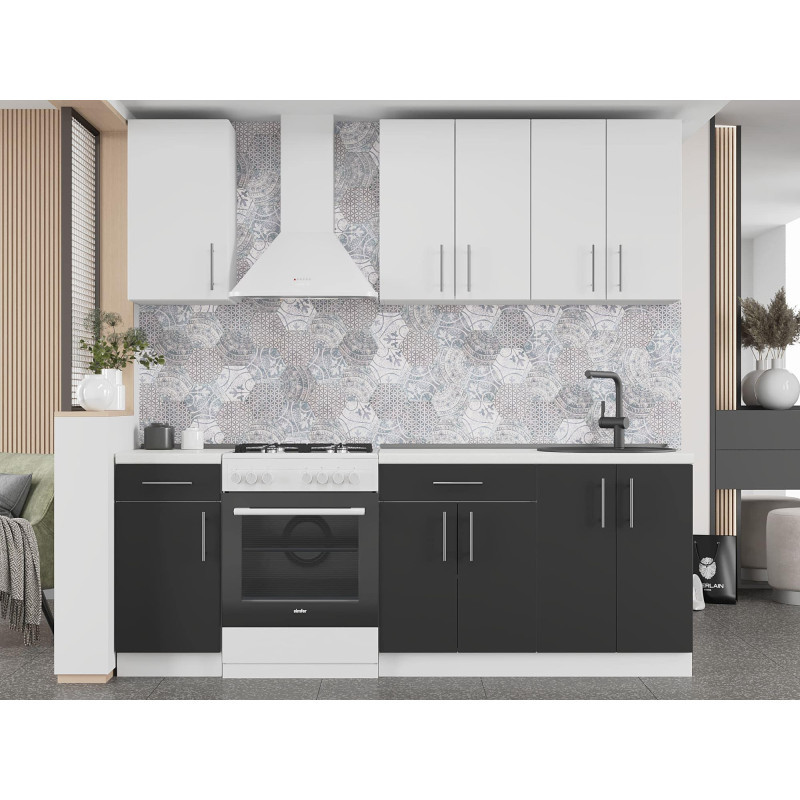 Кухня модульна Эверест Оптима набор №4 Нимфея альба+Антрацит 2,2 м (без столешницы) (DTM-5707) Львов - изображение 1