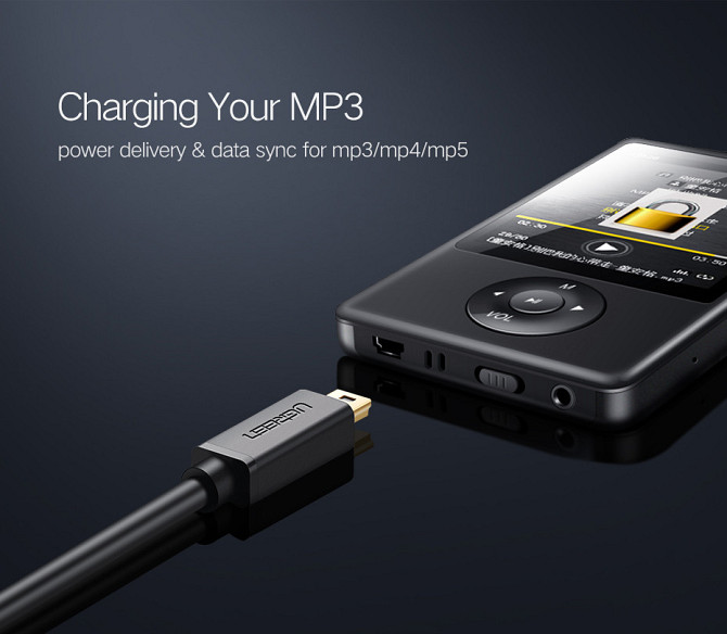 Кабель Mini USB Ugreen US132 для заряджання і передачі даних (Чорний, 0.5м) Николаев - изображение 7