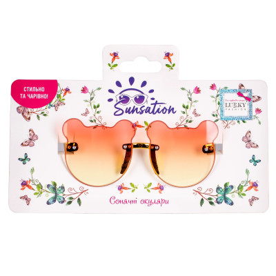 Детские солнцезащитные очки Lukky Fashion "Ведмедики" з вушками, оздоблені стразами, рожево-золоті (T22456) Винница - изображение 2