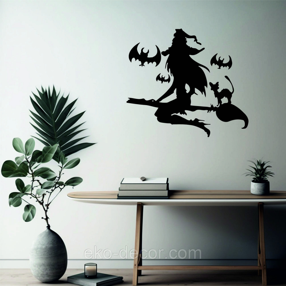 Декоративне настінне Панно «Відьма на мітлі», Декор на стіну 110*97 см, Чорний Київ - фото 8