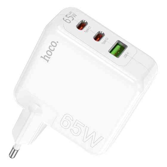 Мережевий зарядний пристрій HOCO C115A Header PD65W GaN three-port(2C1A) charger White Одеса