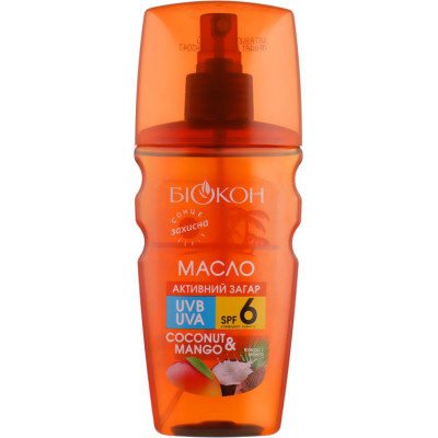 Средство для загара Біокон Масло Активный загар Кокос и манго SPF-6 160 мл (4820160039735) Винница - изображение 1