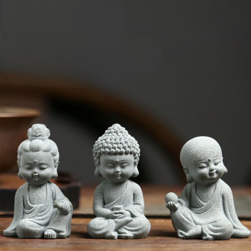 Декоративна статуетка Маленького Будди из полістоуна. Для міні-саду, флораріуму, акваріуму, тераріуму Перловий чернець Одеса - фото 17