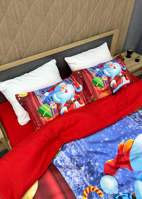 Комплект постільної білизни Фланель, Євро 200х220 з Різдвяним (Новорічним) принтом (88-201) Київ - фото 2