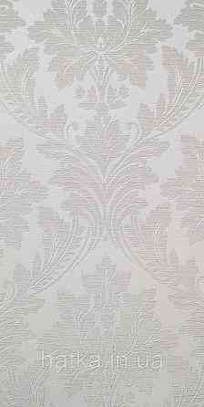 Шпалери вінілові на флізеліні Grandeco Time метрові структурні вензелю завитки бежеві на білому Київ