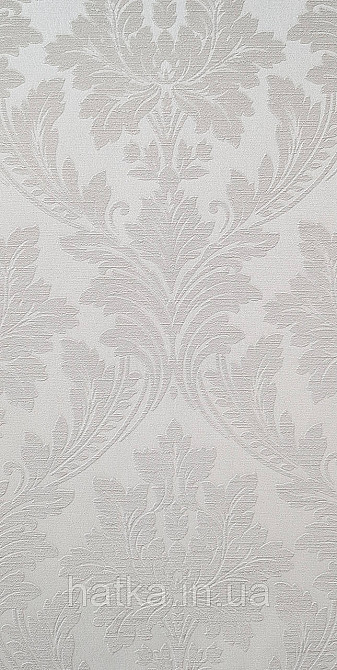 Шпалери вінілові на флізеліні Grandeco Time метрові структурні вензелю завитки бежеві на білому Київ - фото 4