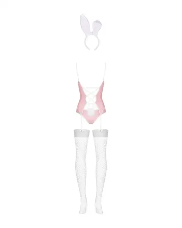 Еротичний костюм зайчика Obsessive Bunny suit 4 pcs costume pink S/M, рожевий, топ з підв’язками, тр Львів