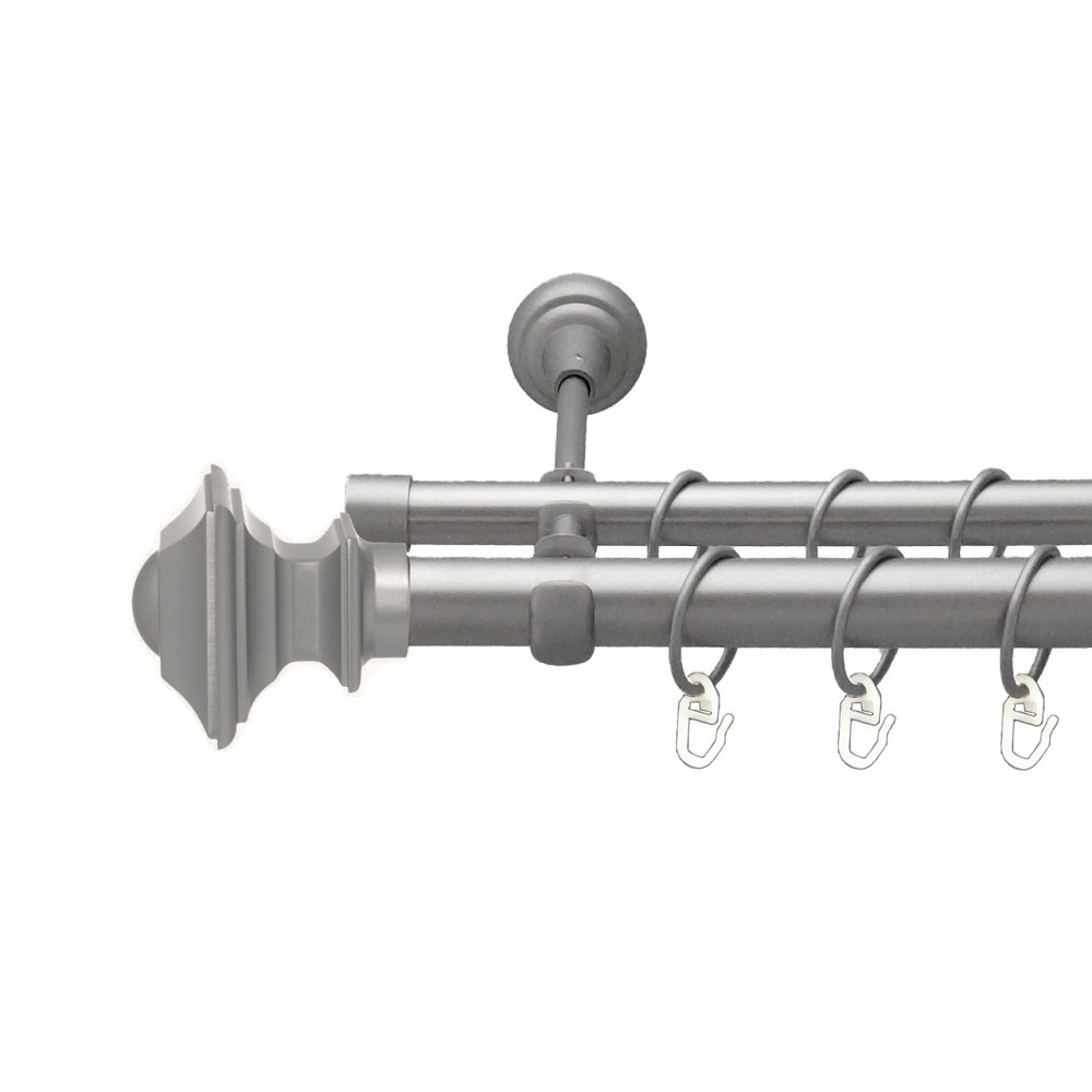 Карниз Orvit Борджеза металевий дворядний відкритий гладка труба кільце металеве Сатин 25\19 мм 200 см Львов - изображение 1