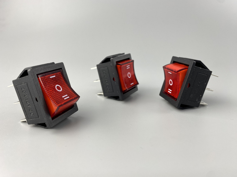 Перемикач клавішний червоний, з led-підсвіткою 12 V, 25 ммх31мм, 6 ніжок Мукачево - фото 3