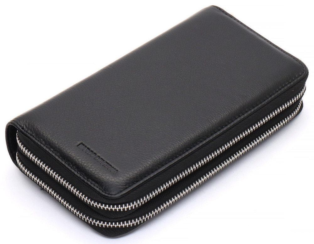 Черный мужской клатч на две молнии из натуральной кожи Marco Coverna MC-801-1 Киев - изображение 11