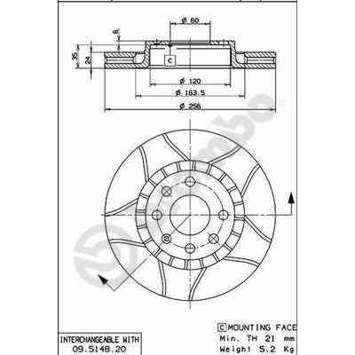 Гальмівний диск Brembo 09.5148.76 Вінниця