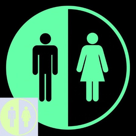 Наклейка на дверь туалета люминесцентная 15 на 15 см салатовый Киев - изображение 1