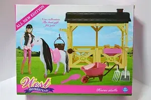 Лошадь MZT8983 (18шт/2) с куклой,манеж,расческа,поилка,тачка, ведерко в кор.37*29*11,5см, шт Київ - фото 1