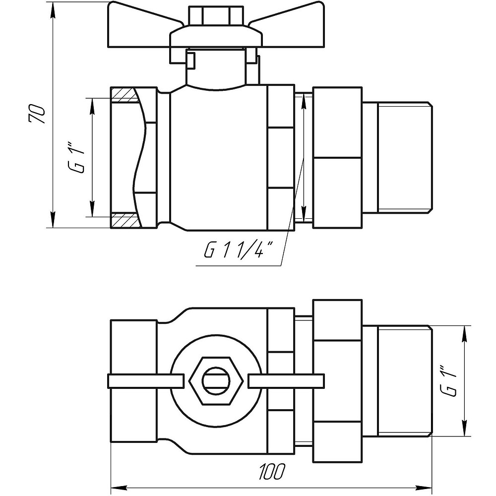 Кран кульовий ARCO    1″ SENA 154105 прямий з американкою (754105) Луцк - изображение 2