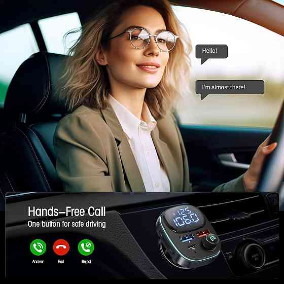 Bluetooth адаптер для авто Hoppac BC82 hands-free USB-C PD 30W QC3.0 LED дисплей 7 цветов подсветка Киев