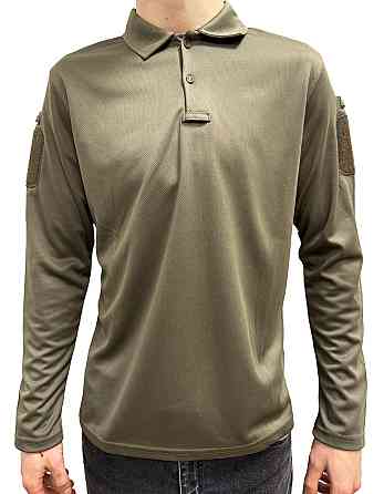 Поло для мужчин с долгим рукавом, тактическая рубашка с липучками на рукавах Хаки S Каменец-Подольский
