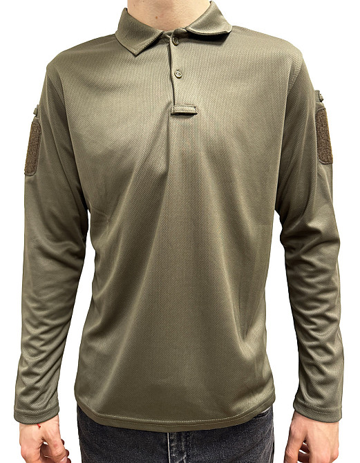 Поло для мужчин с долгим рукавом, тактическая рубашка с липучками на рукавах Хаки S Каменец-Подольский - изображение 2