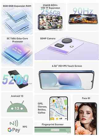 Телефон: CUBOT Note 50 8/256Gb. NFC 90Hz. IPS 5200Maч Android 13 + чехол, стекло ! Київ