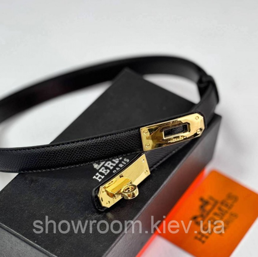 Черный женский ремень из натуральной кожи Hermes (280-1) Киев - изображение 1