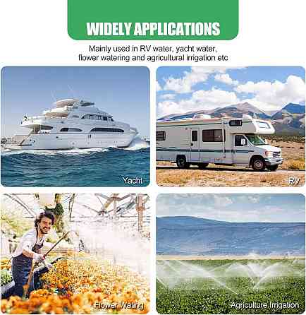 Насос 12V Longrun 6L/хв самовсмоктуючий мембранний чорний 100 PSI/6.9 Bar з реле тиску для кемпінгу, авто, човна Київ