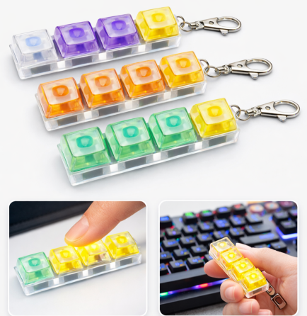 Брелок антистрес з клавішами (кейкап) з LED підсвіткою, механічні кнопки, 4 клавіші, клік-іграшка для рук Київ