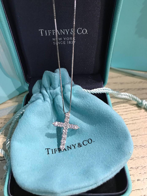 Крестик Тиффани серебро 925 / Tiffany крестик серебряный и цепочка серебро / Упаковка мешочек Тиффани Одесса - изображение 2