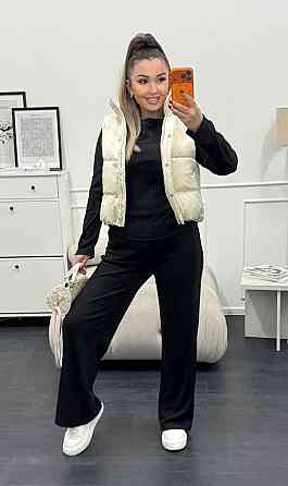 Женский базовый костюм двойка: лонгслив и штаны трикотажный рубчик Черный, 50/52 Одесса