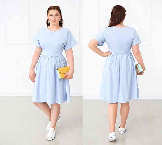 Женское платье миди Валенсия батал 50, Голубой Киев