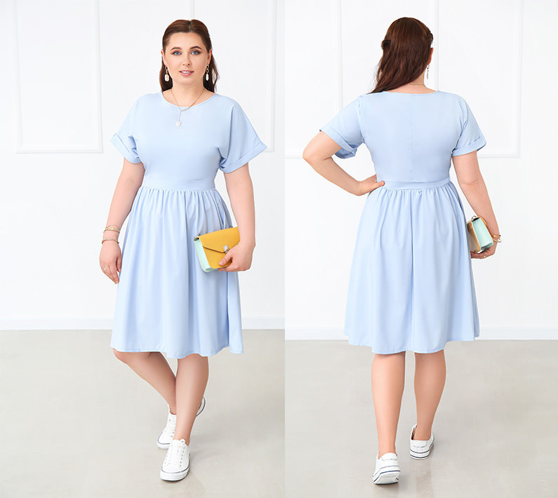 Женское платье миди Валенсия батал 50, Голубой Киев - изображение 1