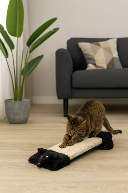 Дряпка Trixie для котів з валиком та іграшкою сизаль/плюш чорна 15x35 см Київ - фото 1