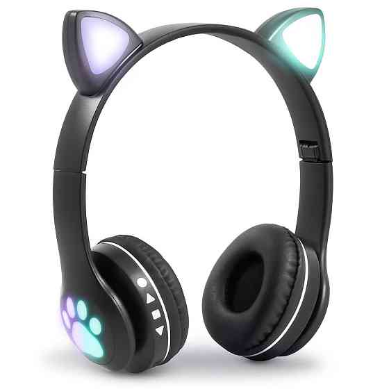 Бездротові навушники з котячими вушками, VZV-23M, Чорні / Дитячі Bluetooth навушники з мікрофоном Київ