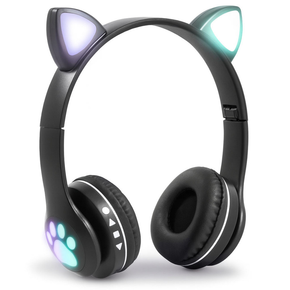 Бездротові навушники з котячими вушками, VZV-23M, Чорні / Дитячі Bluetooth навушники з мікрофоном Київ - фото 3