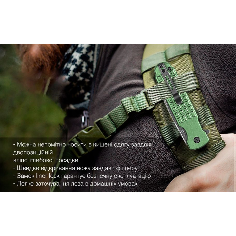 Ніж складаний Ganzo G627-GR зелений Киев - изображение 14