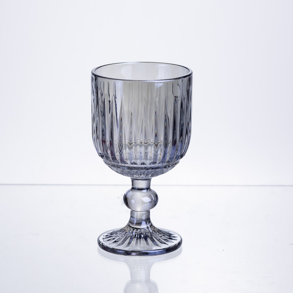 Набір келихів для вина 6 штук по 220 мл ребристих з товстого скла синій HP-19-238 Коломия - фото 1