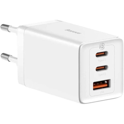 Зарядний пристрій Baseus 2xUSB-C 65W + 1xUSB GaN + cable USB-C to USB-C 100W 1.0m white (CCGP120202) Вінниця - фото 1