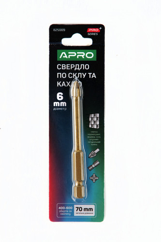 Свердло для скла та кахлю 4 грані HEX 6 мм PRO APRO Рівне - фото 1