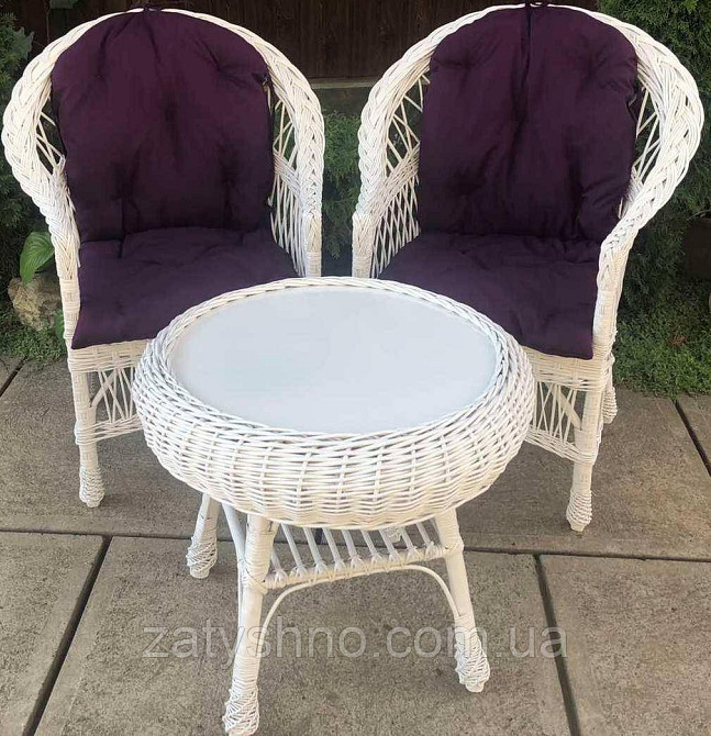 Плетеная белая мебель  |  Мебель из лозы белая |мебель плетеная с журнальным столом Киев - изображение 9