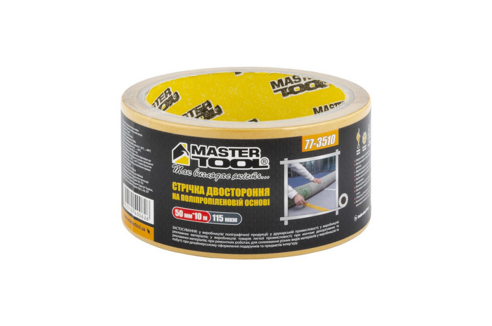 MASTERTOOL Стрічка двостороння MASTERTOOL на поліпропіленовій основі 50 мм 10 м 77-3510 Коломия - фото 1