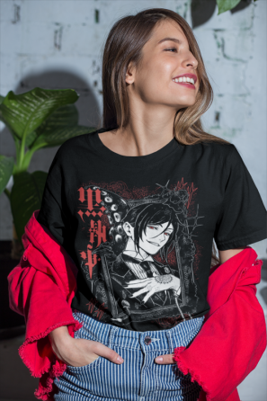 Футболка з аніме принтом Блакк Бутлер Кіел Пхантомхіве оверсайз (S/M/L) Чорний AnimeJ0281 Дніпро