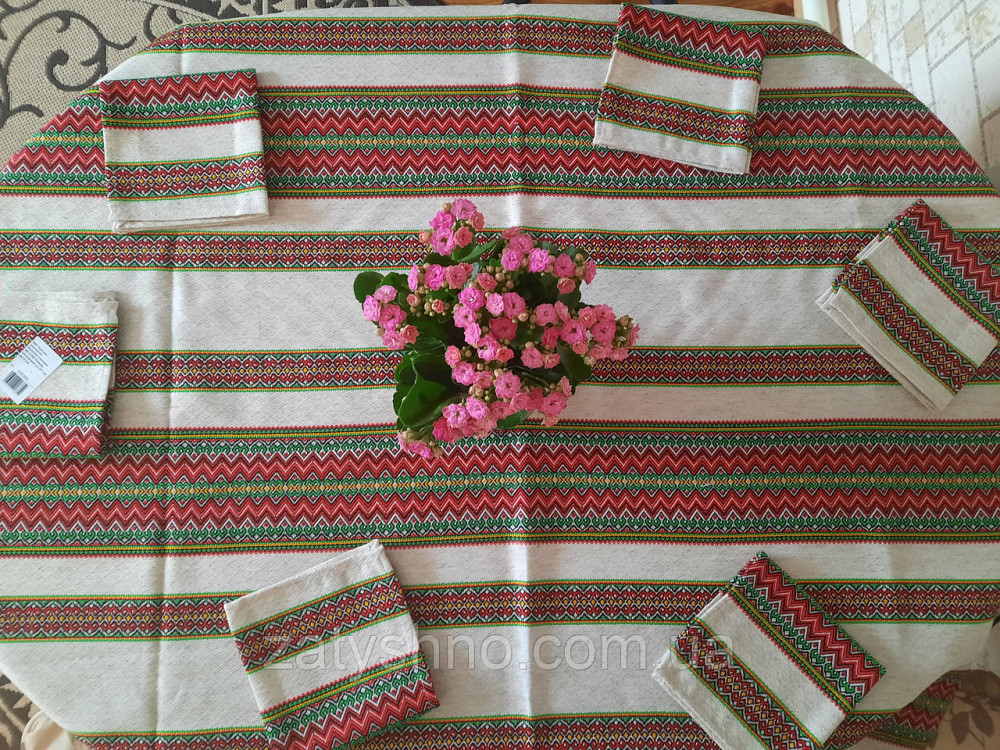 Вишита скатертина з серветками на великий стіл Київ - фото 8