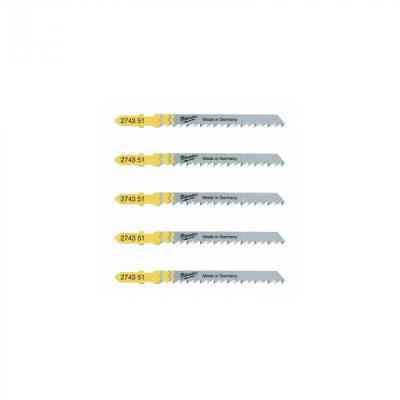 Полотно Milwaukee для лобзика T101D, 75мм/ крок зуба 4мм, 5шт, деревина, чистий різ (4932274351) Вінниця